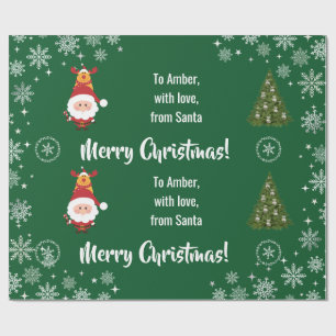 Papier Cadeau Joli drôle Père Noël moderne Rudolph Nom personnal