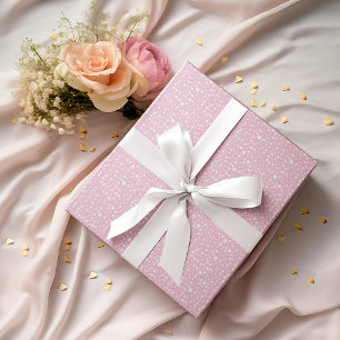 Papier Cadeau Joli en rose Pois blancs aléatoires de taille