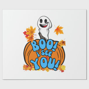 Papier Cadeau Joli fantôme d'automne Halloween Boo! Je te vois !