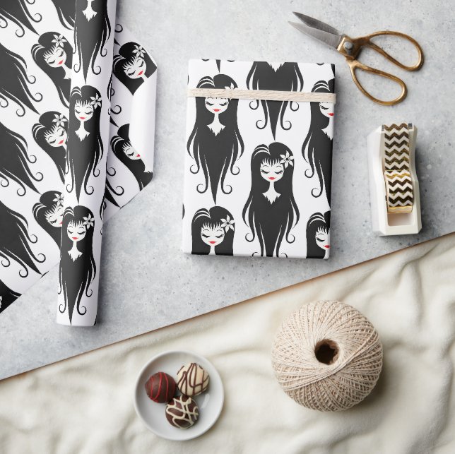 Papier Cadeau Joli Fantôme Noir et Blanc (Artisanat)