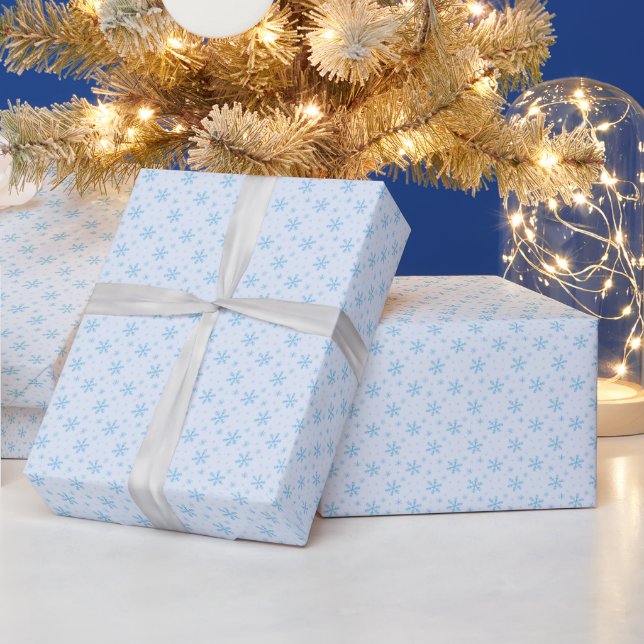 Papier Cadeau Joli flocon de neige bleu glace Noël bleu clair (Vacances)