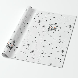 Papier Cadeau Joli flocon de neige d'ours polaire d'hiver