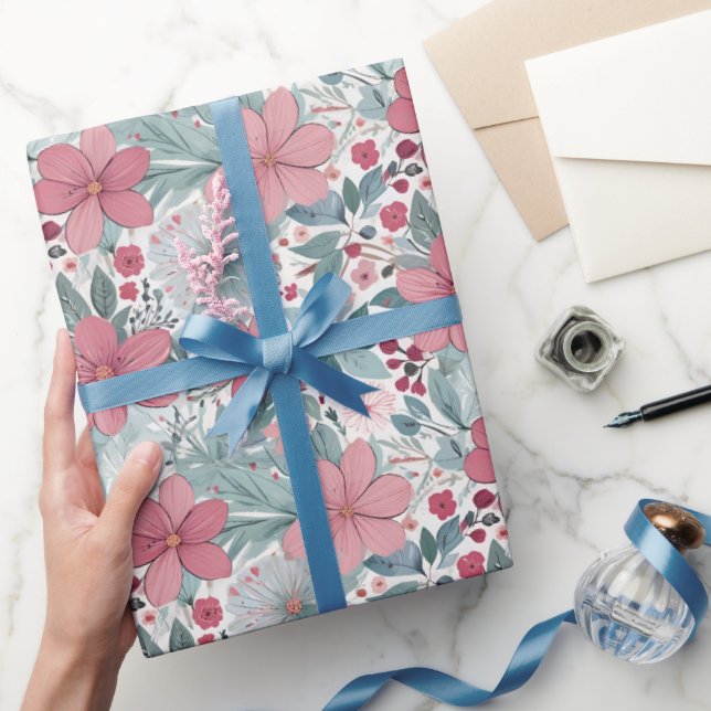 Papier Cadeau Joli floral pastel (Cadeaux)