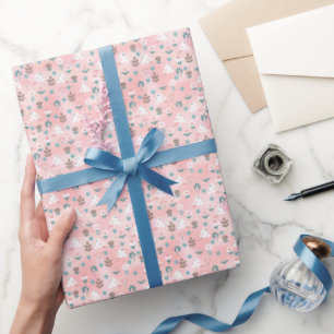 Papier Cadeau Joli floral rose