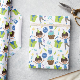 Papier Cadeau Joli garçon d'anniversaire personnalisé