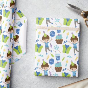 Papier Cadeau Joli garçon d'anniversaire personnalisé