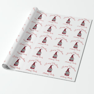 Papier Cadeau Joli Gnome de Noël Personnalisé Rustique Joyeux No