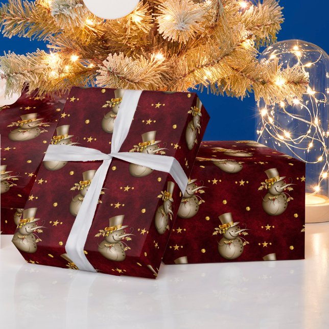 Papier Cadeau Joli Golden Snowman (Créateur téléchargé)