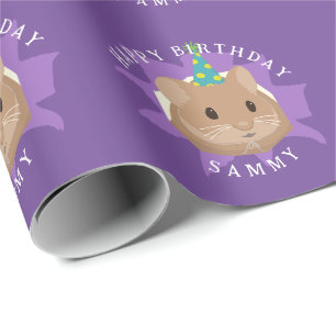 Papier Cadeau Joli hamster d'anniversaire en regardant à travers
