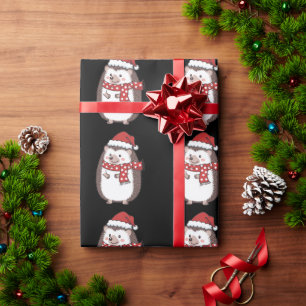 Papier Cadeau Joli hérisson de Noël de vacances