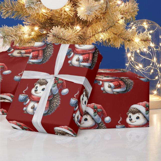 Papier Cadeau Joli Hérisson, Vacances de Noël (Vacances)