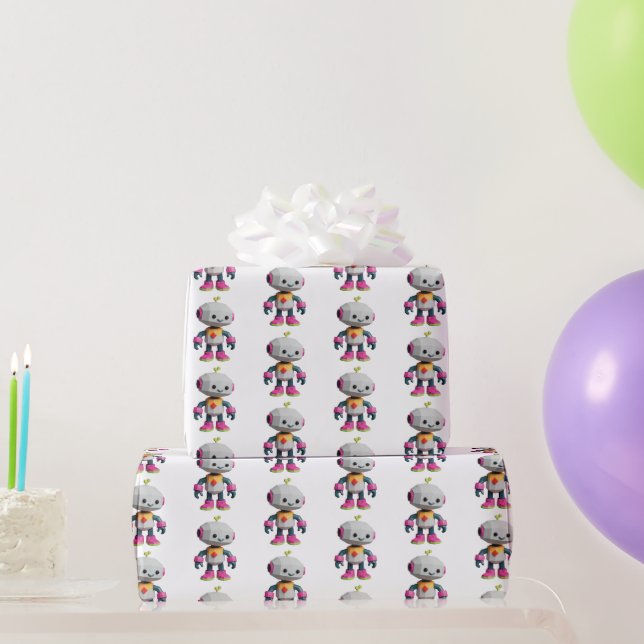 Papier Cadeau Joli imprimé robot amusant (Cadeaux de fête)