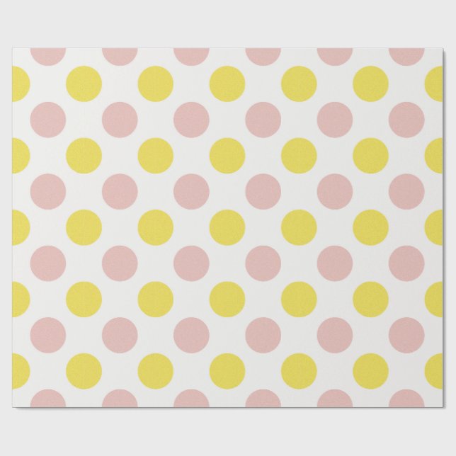 Papier Cadeau Joli jaune et rose à pois  (Plat)