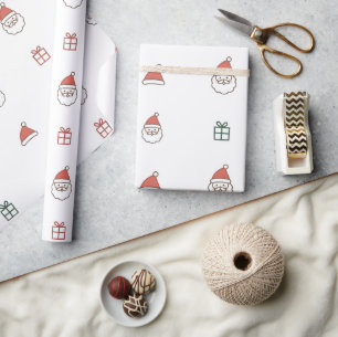 Papier Cadeau Joli Joli Père Noël Motif Emballage de Noël