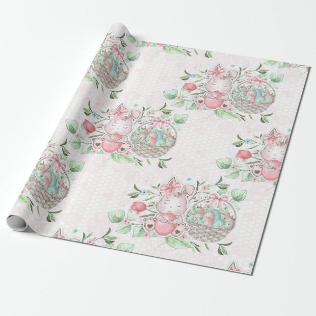 Papier Cadeau Joli lapin de Pâques (Déroulé)