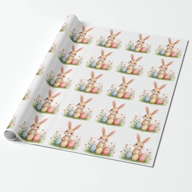 Papier Cadeau Joli Lapin de Pâques Beau Collection Populaire (Déroulé)