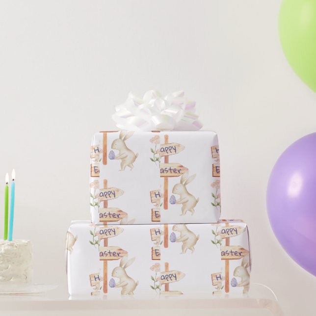 Papier Cadeau Joli lapin et œuf Joyeuses Pâques (Cadeaux de fête)