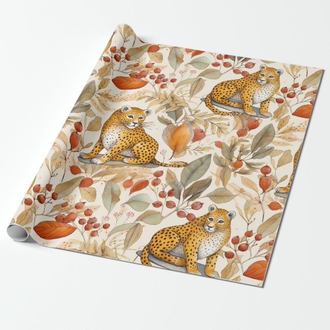 Papier Cadeau Joli léopard Wild Cat Nature Faune animale (Déroulé)
