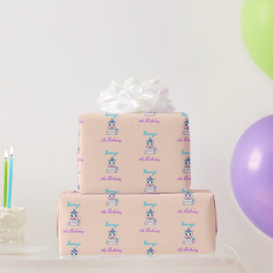 Papier Cadeau Joli licorne blanc rose