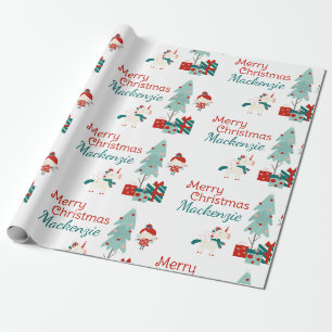Papier Cadeau Joli licorne et fée nom personnalisé Joyeux Noël