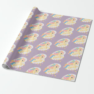 Papier Cadeau Joli licorne jaune