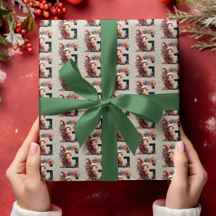 Papier Cadeau Joli lutin de Noël Lettre festive G