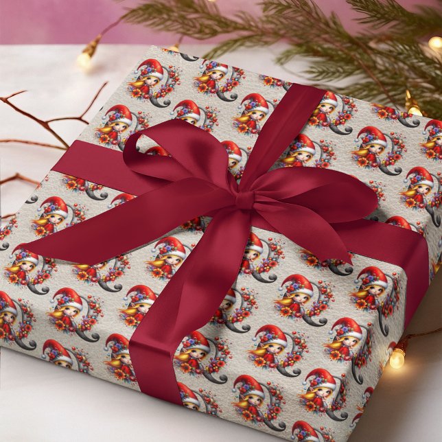 Papier Cadeau Joli lutin de Noël Lettre festive Q (Créateur téléchargé)