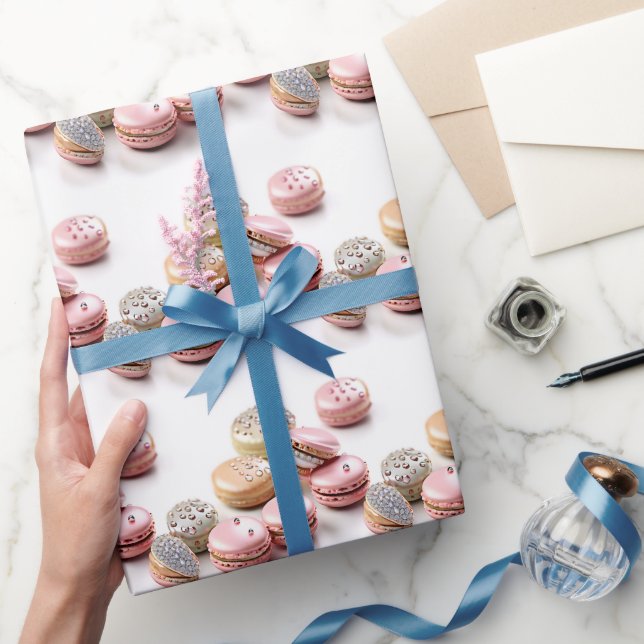 Papier Cadeau Joli Macaron avec diamants Anniversaire (Cadeaux)