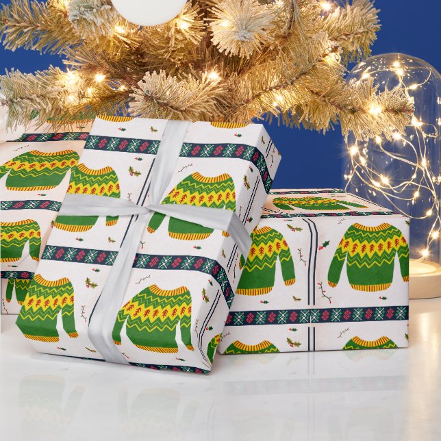 Papier Cadeau Joli modèle de pull moche de Noël Cadeau (Vacances)