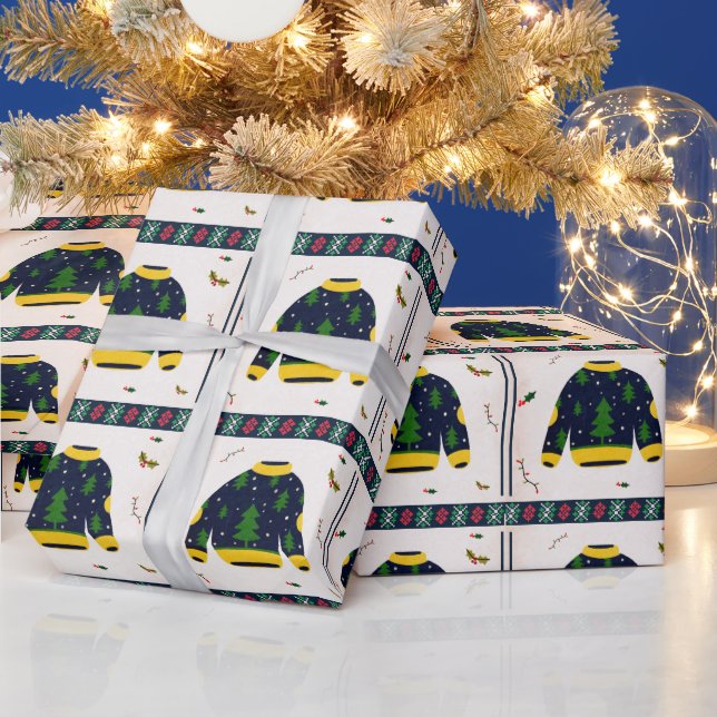 Papier Cadeau Joli modèle de pull moche de Noël Cadeau de Noël (Vacances)