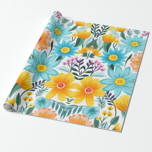 Papier Cadeau Joli modèle floral noir féminin