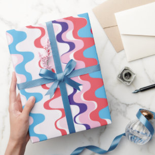 Papier Cadeau Joli monogramme motif rose rouge abstrait