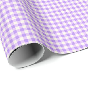 Papier Cadeau Joli motif à carreaux gingham lavande violet rétro