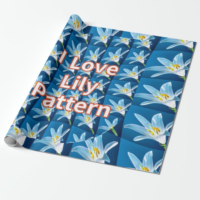 Papier Cadeau Joli Motif blanc Lily (Déroulé)
