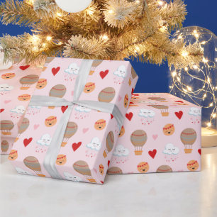 Papier Cadeau Joli motif bohème sur fond rose