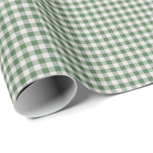 Papier Cadeau Joli motif carreaux gingham rétro Vert hivernal