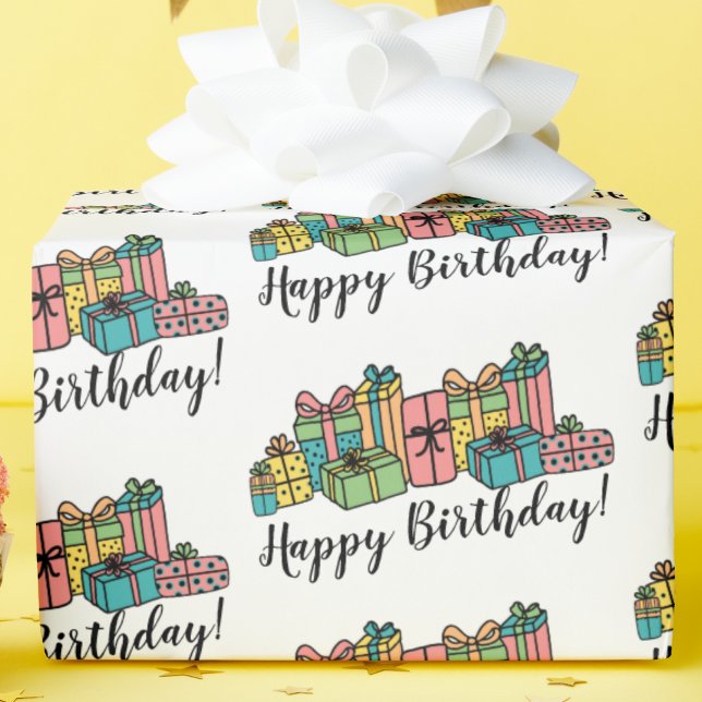 Papier Cadeau Joli motif coloré d'anniversaire (Fun Classic Modern Pattern Colorful Birthday Wrapping Paper)