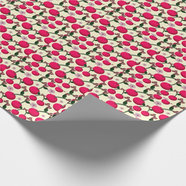 Papier Cadeau Joli motif de cerise rouge (Coin)