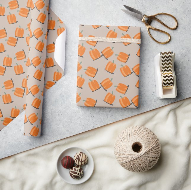 Papier Cadeau Joli motif de citrouille qui tombe en automne (Artisanat)