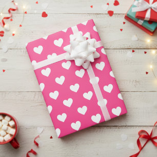 Papier Cadeau Joli motif de cœur rose et blanc