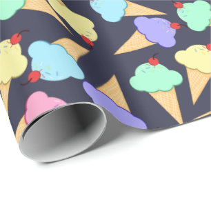 Papier Cadeau Joli Motif de crème glacée colorée