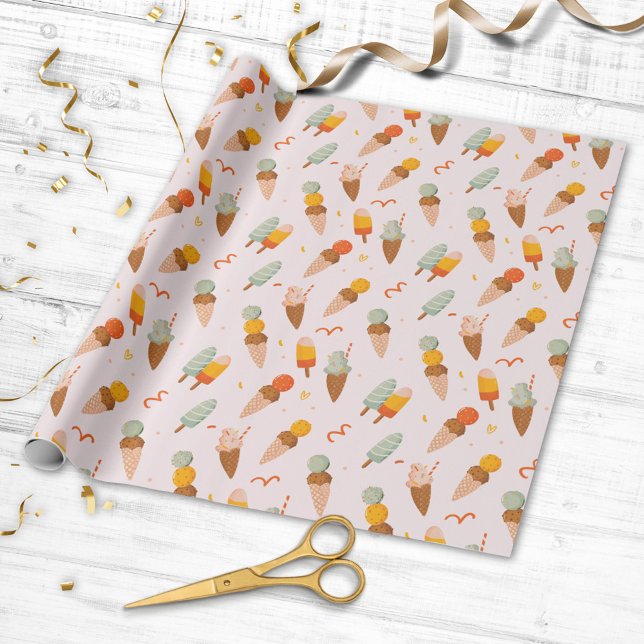 Papier Cadeau Joli Motif de glace estivale (Close up)
