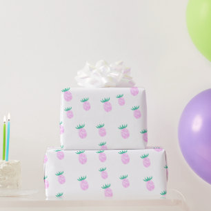 Papier Cadeau Joli motif de l'ananas rose tropical