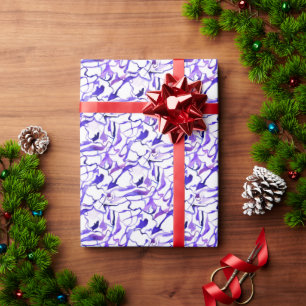 Papier Cadeau Joli motif de lignes abstraites aquarelles violett
