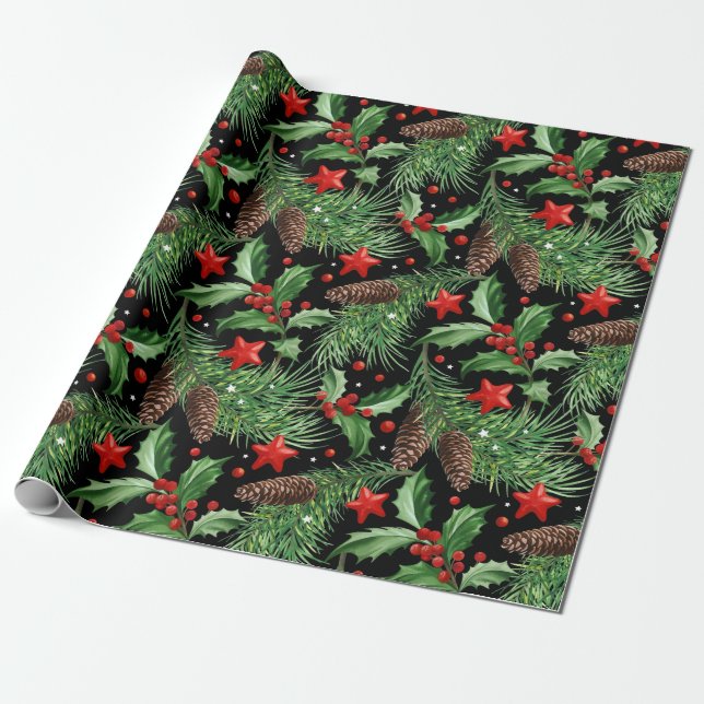 Papier Cadeau Joli Motif de Noël (Déroulé)