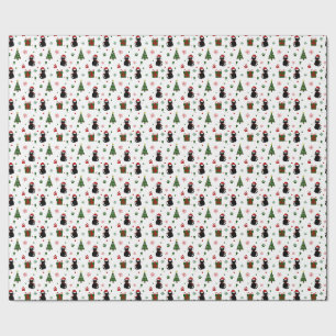 Papier Cadeau Joli motif de Noël de chat noir de Noël