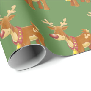 Papier Cadeau Joli Motif de Noël Rudolph
