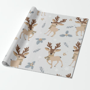 Papier Cadeau Joli Motif de rennes de Noël