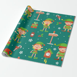 Papier Cadeau Joli Motif elfe de Noël