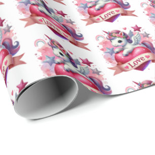 Papier Cadeau Joli motif en carrelage de licorne pour la Saint-V